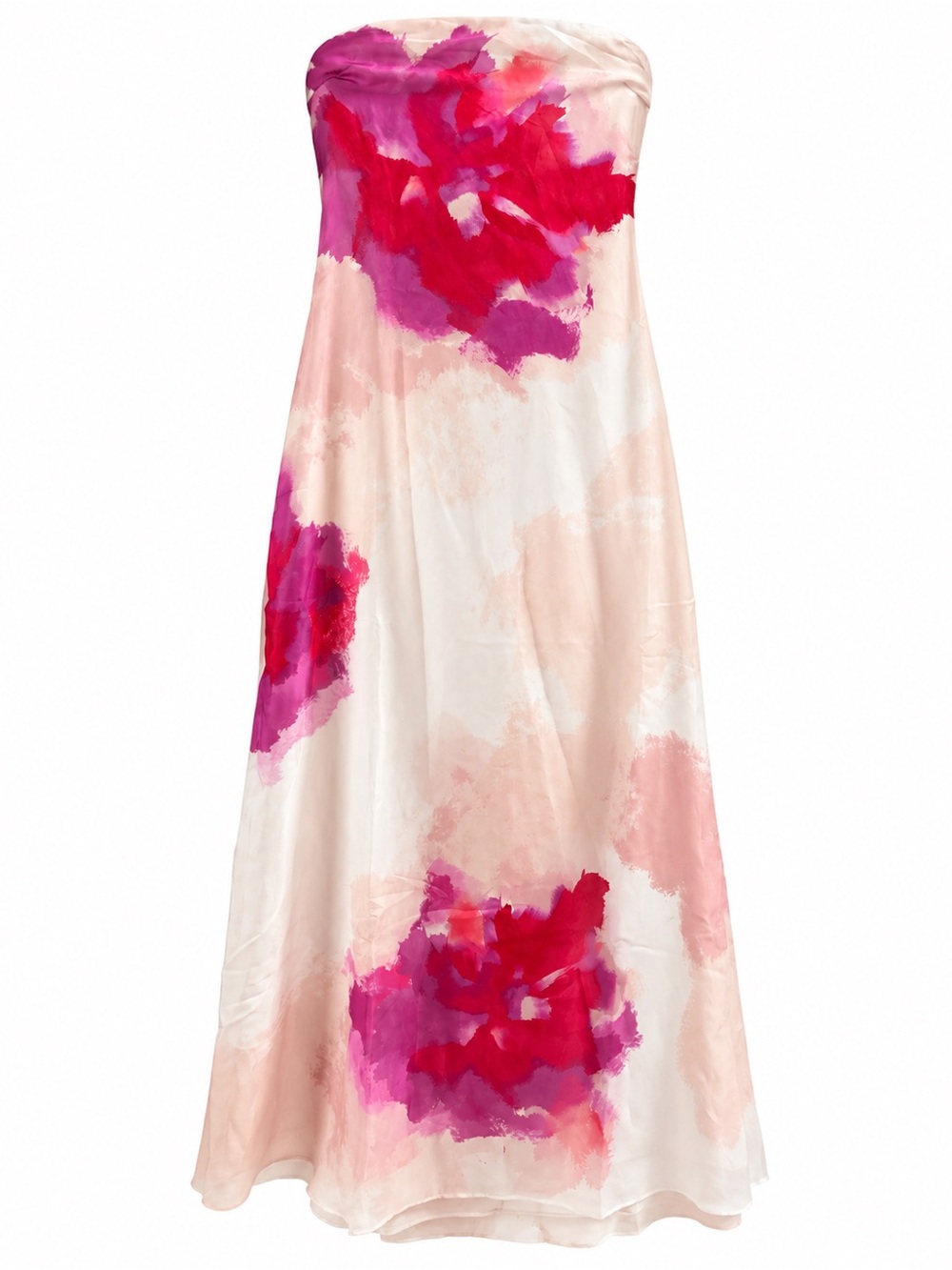 Halston Heritage Strapless Maxi Dress in Pink & Fuchsia Floral